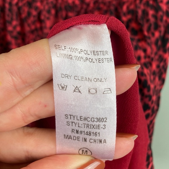 Buddy Love Red Cheetah print Trixie Ruffled Mini Dress Medium - Picture 9 of 11